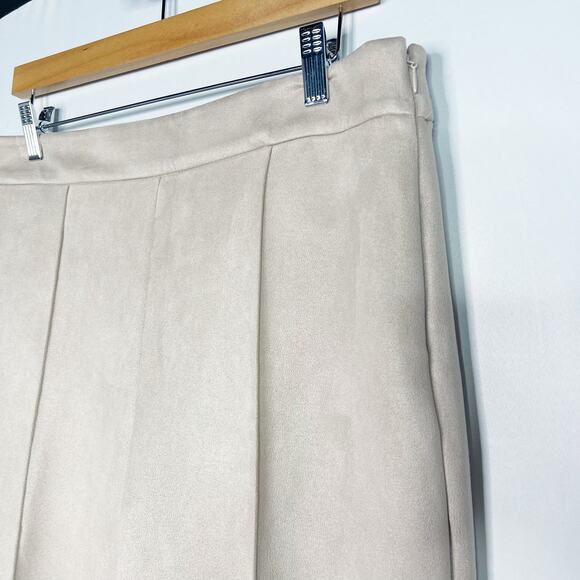 New Ann Taylor 12P Pink Faux Suede Side Zip Straight Leg Pant Trousers Empire - Picture 5 of 12